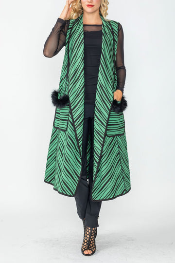 Green Peter Pan Collar Long Vest